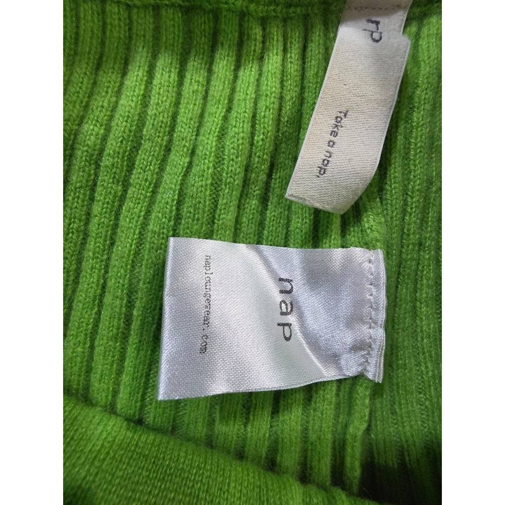 Nap 100% cashmere Ribbed Lounge Pants Lime Y2K Green Medium A011008 - Picture 8 of 12